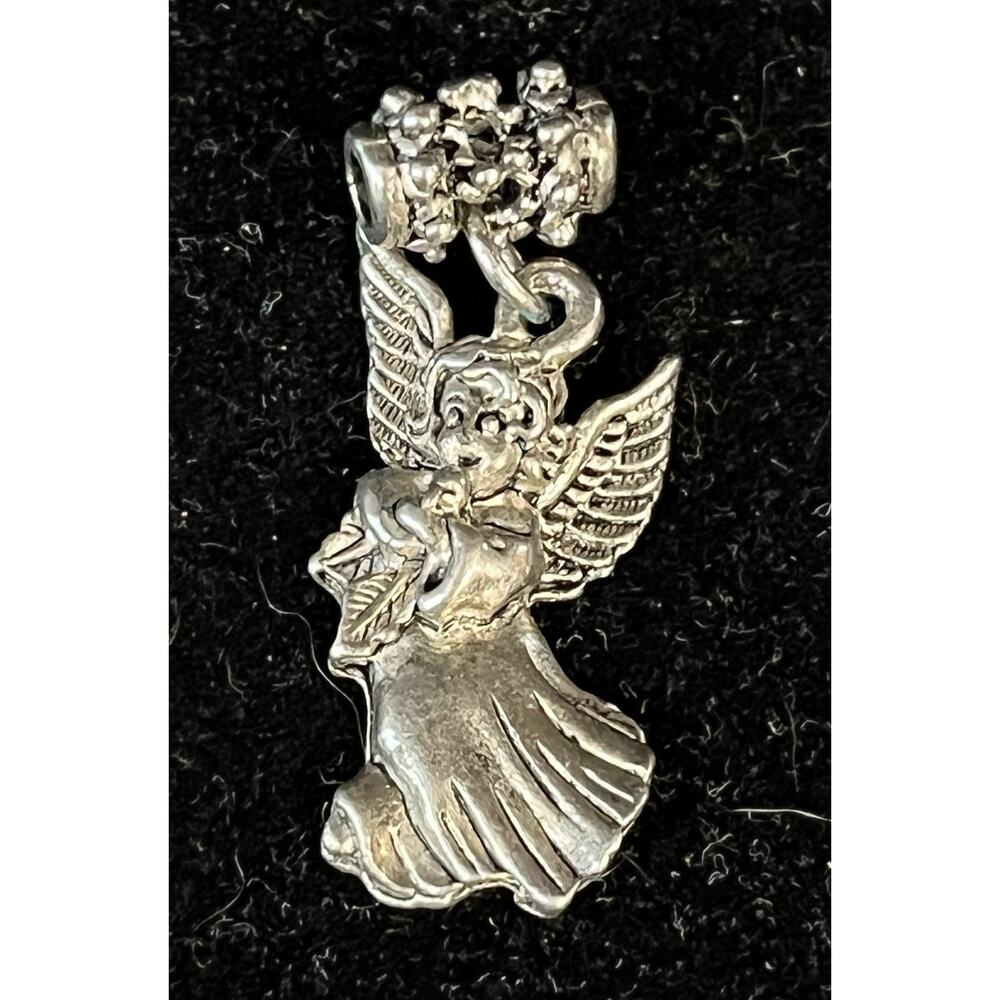 Vintage 1 3/8” Pewter Singing Angel Pendant
